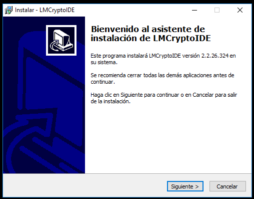 Pantalla de bienvenida